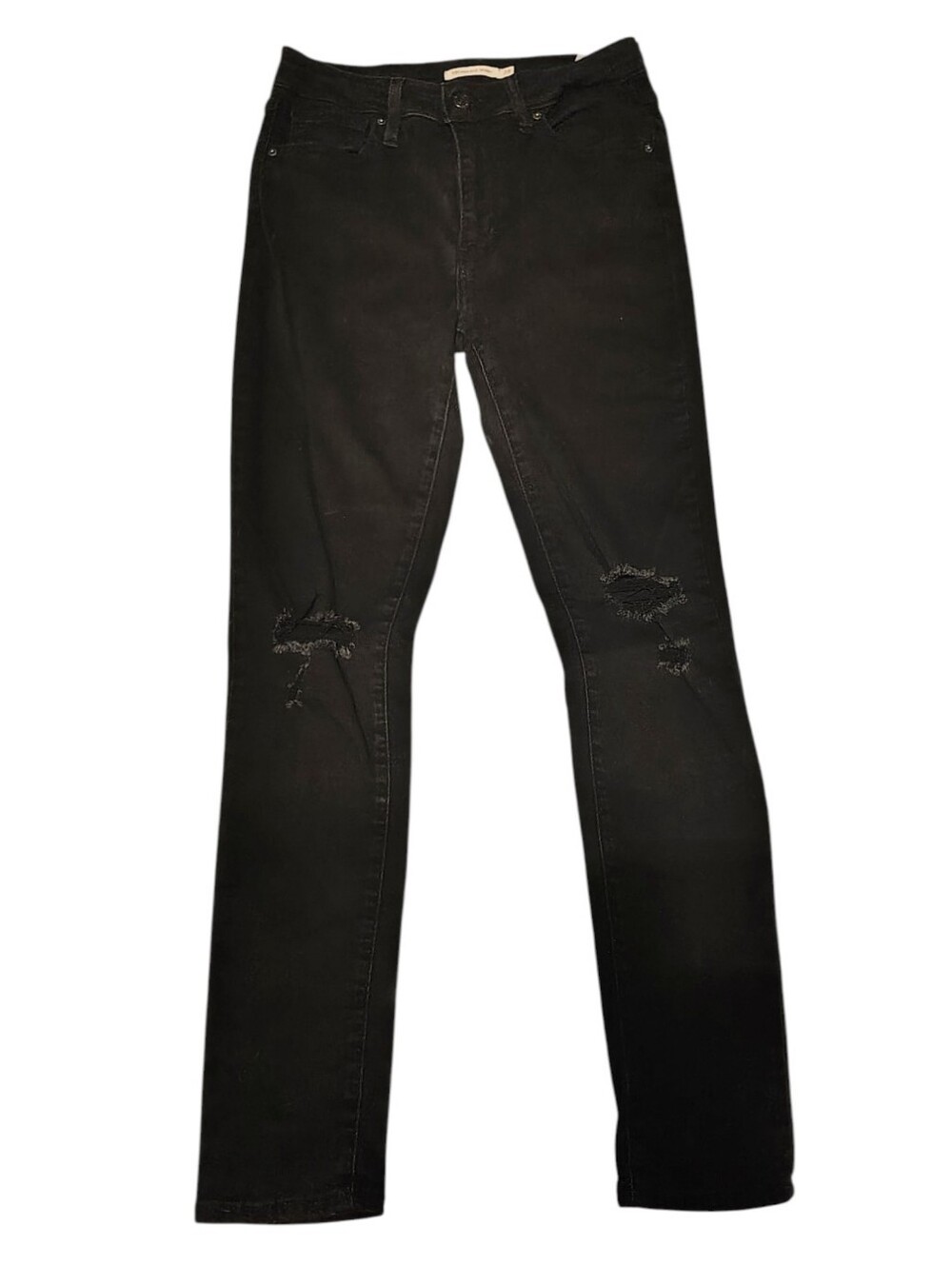 Vintage Levi's 721 High Rise Skinny Black Distressed Denim Jeans Size 28